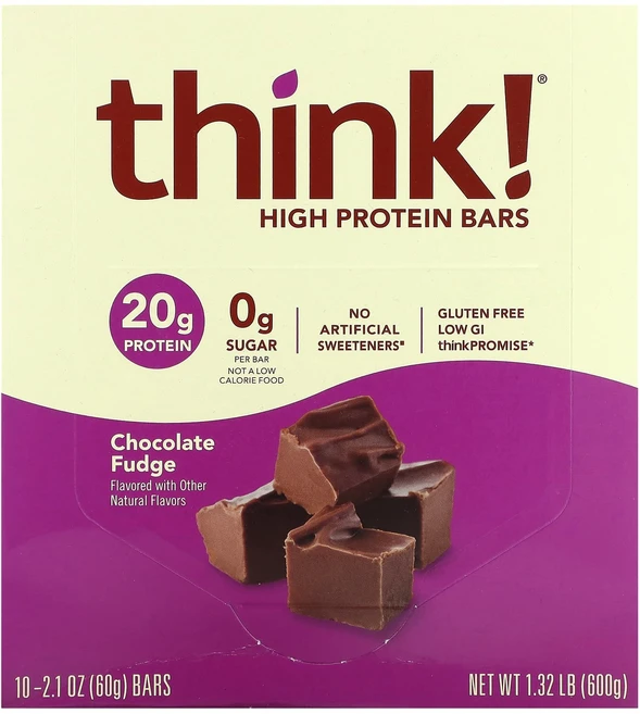 Think 하이 프로틴바 초콜릿 퍼지 10개입 각 60g(2.1oz), 10정 - 쿠팡