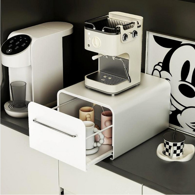 엔조이리빙 철제 슬라이딩 수납함 다용도 정리함, 1개, 화이트