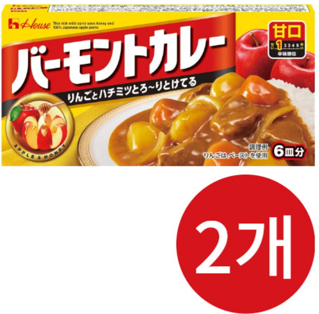 하우스푸드 바몬드 카레 순한맛, 2개, 115g