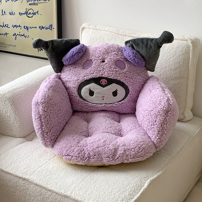 사무실 장시간 앉아서 사용하는 허리 보호 쿠션 일체형 좌석 쿠션 바닥 창가 쿠션 등받이 의자 쿠션 레이지 소파, 45*45cm[반밀폐형 시트쿠션] 바닥 미끄럼 방지 +, 보라색 쿠로미 [면모직 플래그십 모델]