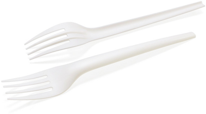 에콘스 PLA 썩는 플라스틱 일회용 포크 벌크 화이트 200개