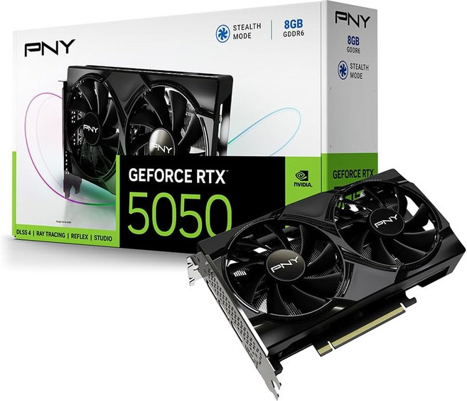 PNY NVIDIA GeForce RTX 5050 듀얼 팬 그래픽 카드8GB GDDR6 128비트 SFF-Ready PCIe 5.0 HDMIDP 2.1 2슬롯 블랙웰 아키텍처