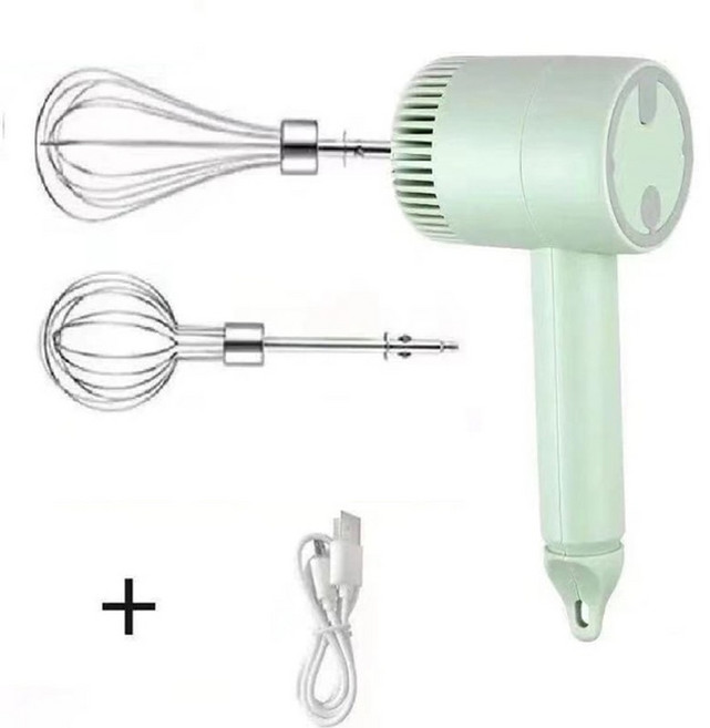 믹서기 웨이드 휴대용 핸드 초고속 미니믹스 홈푸드 스텐레스 드링크 전동 익스플로어 키체라, 2개의 스틱이 있는 녹색