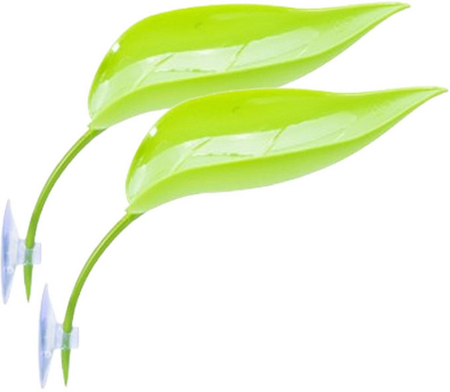 [꼬망구] 크레스티드게코 파충류 도마뱀 인조 나뭇잎 백업, 2개, 라이트그린