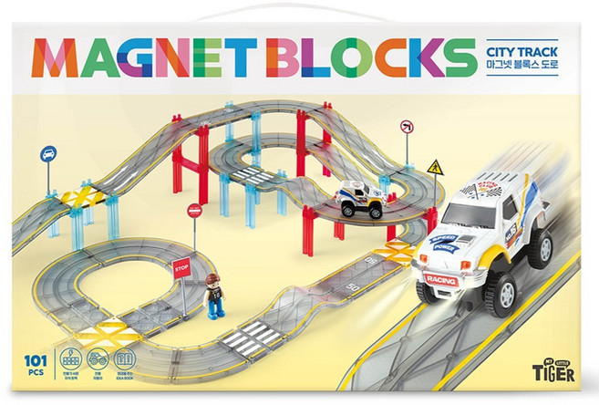 마이리틀타이거 마그넷 블록스 도로 자석 트랙 장난감, 1COLOR SOFT MIXED(혼합색상), 1개