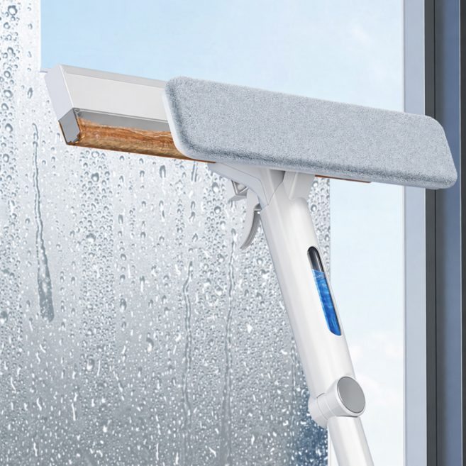 리파니 4in1 유리창닦이 스프레이 물받이 길이조절 회전헤드, 화이트, 1세트