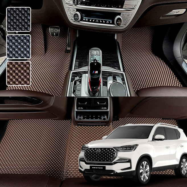 렉스턴 전용 3D 엠보싱 차세대 고무매트 1열2열 세트, 블랙, 304_7 올뉴 렉스턴