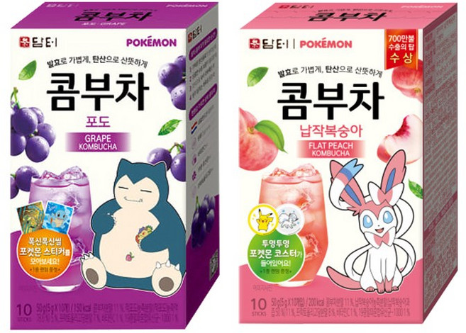 담터 포켓몬 콤부차 포도 + 납작복숭아