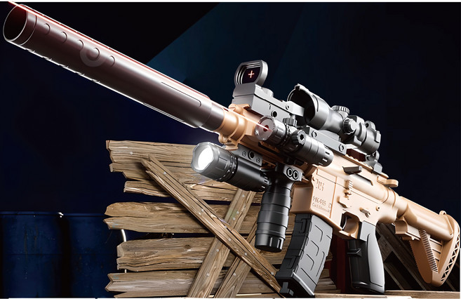 M416 軟彈槍 – 安全玩具狙擊槍 附紅外線、瞄準鏡及軟彈 X10, 棕色, 1個