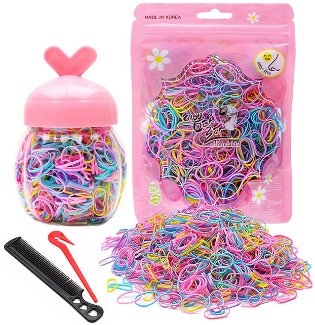 이쁨달다 아가용 안아픈 아이럽밴드S 대용량 고탄력 쫀쫀 고무줄 머리끈