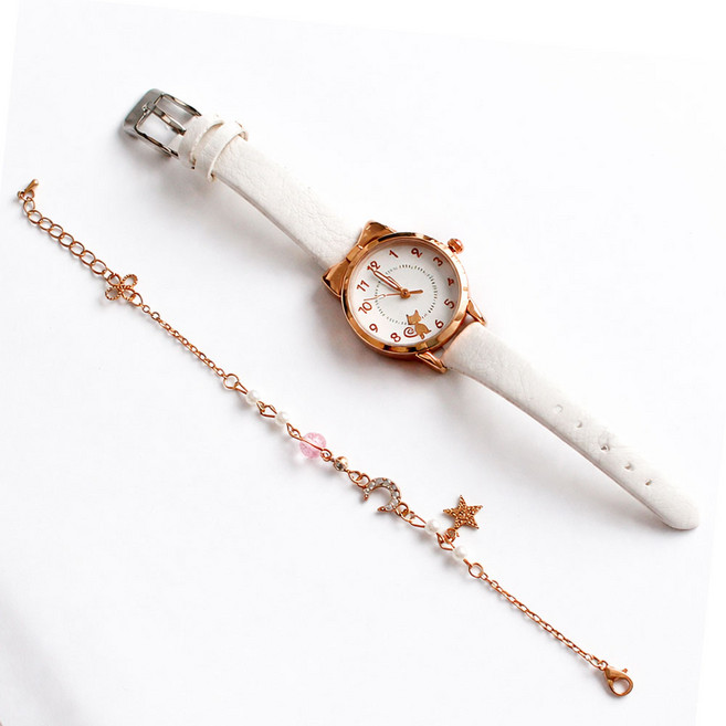 러블리 캣 어린이 시계 팔찌 세트 초등학생 시계 여아 손목시계