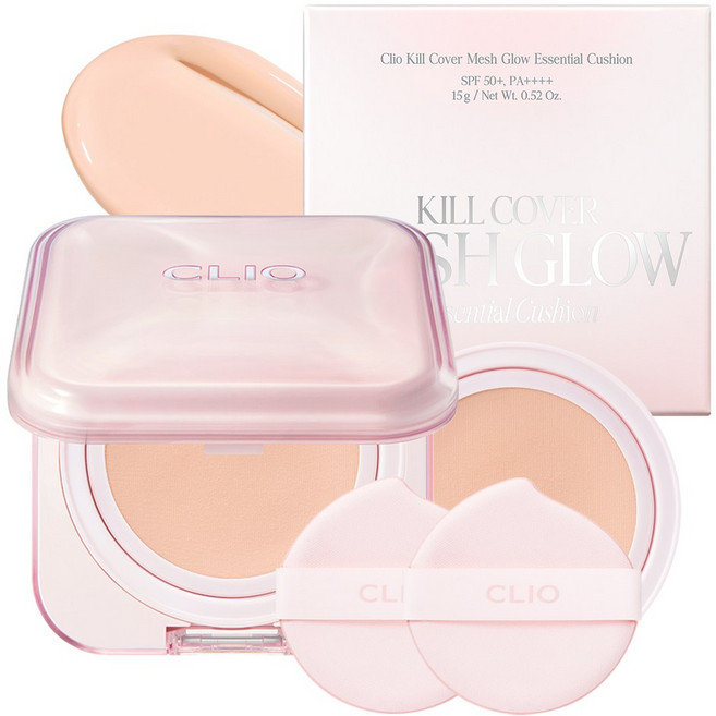 [한정기획] 클리오 킬커버 메쉬 글로우 에센셜 쿠션 기획세트 [본품+리필]+퍼프 2매, 21C 란제리, 1개