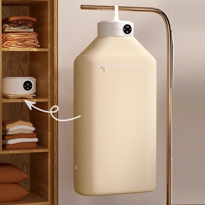 TWIO 여행 휴대용 접이식 건조기 타이머 건조기 가정용 캐비닛 건조기 소형 건조기, 베이지, .