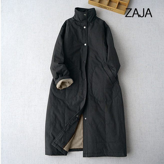ZAJA 여성 롱 패딩 점퍼 가을 겨울 심플 루즈핏 얇은 아우터