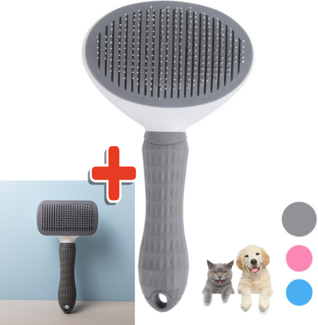 모아빛 반려동물 원터치 브러쉬, 그레이, 2개