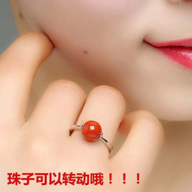 LUNE S925銀天然和田碧玉復古活口戒指