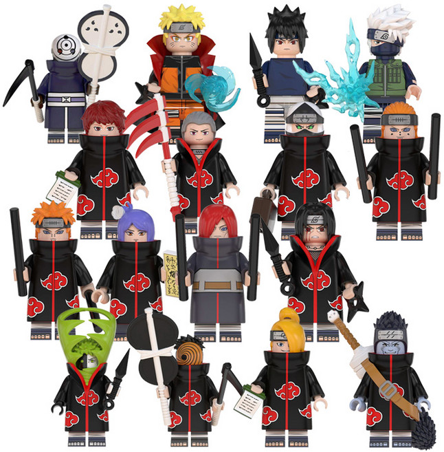 나루토 나뭇잎마을 닌자캐릭터 세트 호환블럭 브릭미니피규어 취미/수집/장식/컬렉션용 커스텀 블록피겨, 17. 나루토 나뭇잎마을 닌자 캐릭터 16종(로켓), 1개