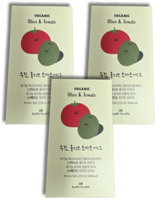 # 정품 # 뚜띠프루티 우린 올리브토마토에오 유기농 엑스트라버진 공복 올리브오일 토마토 스틱 냉압착, 42개, 15ml