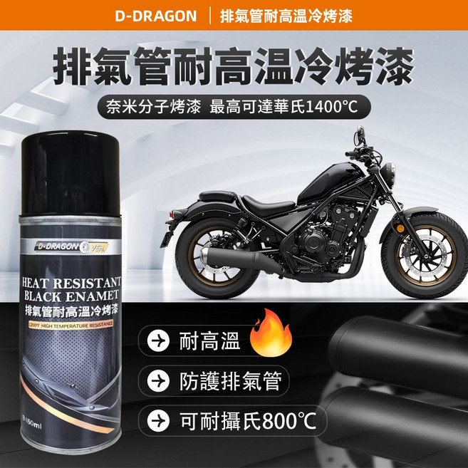 【D-DRAGON】耐高溫1200 排氣管/引擎專用 噴漆 防鏽漆, 1個