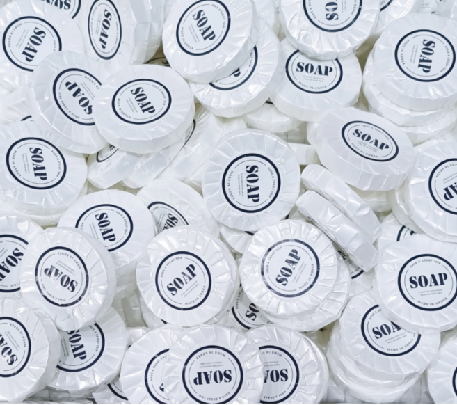 국내생산 고급형 일회용 플로럴 원형 비누, 100개입, 15g