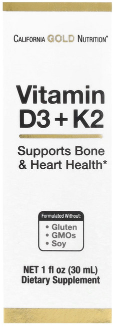 캘리포니아 골드 뉴트리션 비타민 D3 및 K2 25mcg (1000)IU) 30ml(1fl oz), 30ml, 1개
