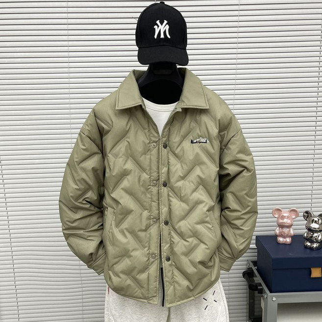 輕薄羽絨服 男女款 冬季 壓紋翻領襯衫 寬松休閑白鴨絨保暖外套