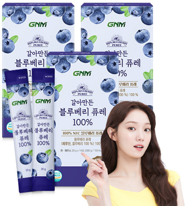 GNM 갈아만든 NFC 블루베리 퓨레 100%, 3개, 280g