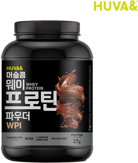 휴바앤 머슬콩 프로틴 아이솔레이트 WPI 98% 단백질보충제 헬스보충파우더 쵸코맛 2kg, 1개