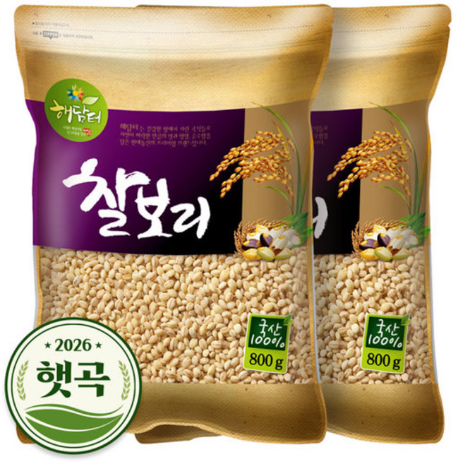 2026년 햇곡 국산 찰보리 1.6kg (800gx2봉), 800g, 2개
