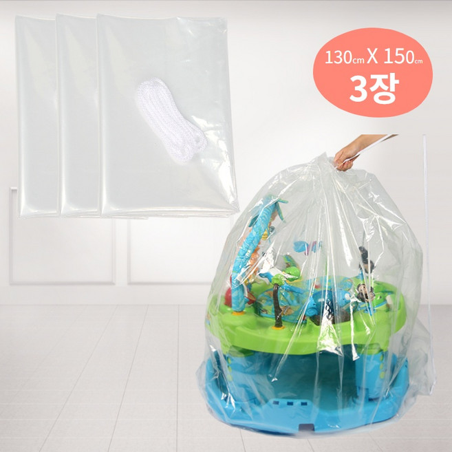 끈다리 대형비닐 봉투 130X150cm 3장 재활용 분리수거 장난감보관 특대형 큰비닐, 1개