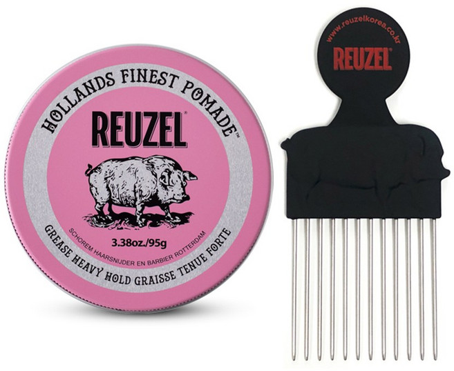 리우젤 핑크 유성 하드 포마드 95g + 포마드 전용 빗, 1개