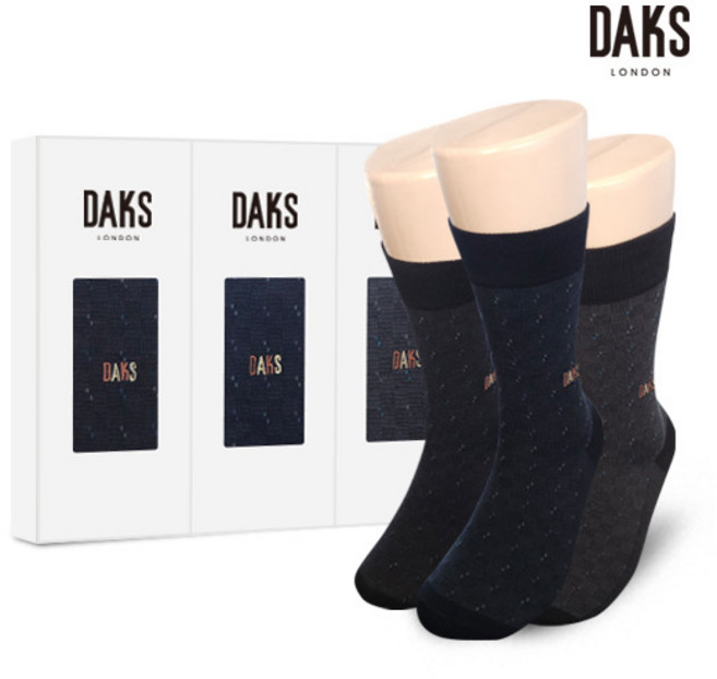 [닥스_양말] [백화점 동일상품]닥스양말 남성 3족 선물세트 장목 사각도트 24801