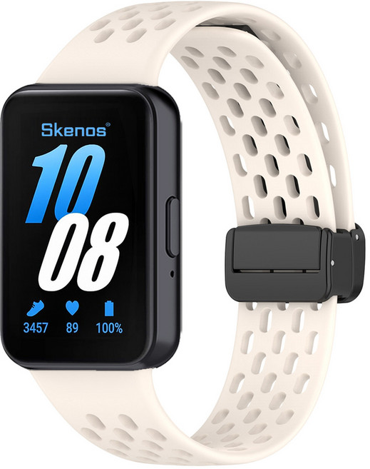 SKENOS 삼성 갤럭시 핏3 벤티드 스포츠 스트랩 마그네틱 디버클 통기성 착용감 좋은 호환 시곗줄, 1개, 크림