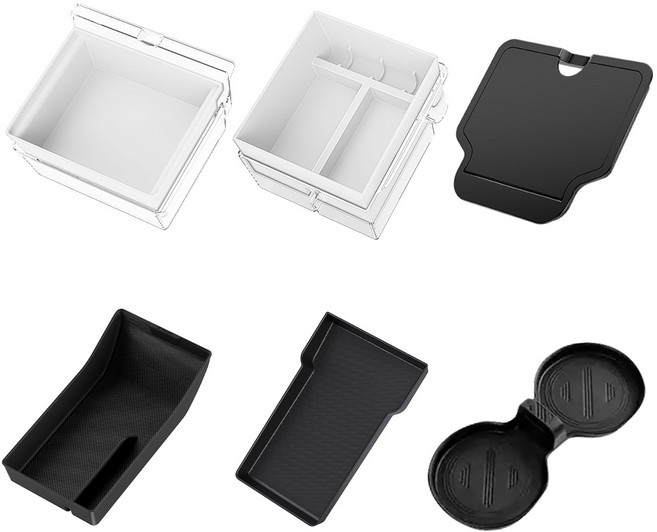 YZ 테슬라 다용도 수납 정리함 3종세트 센터 악세사리 콘솔박스 보관함 수납함, 6종세트 모델Y 주니퍼 2025-2026, 화이트