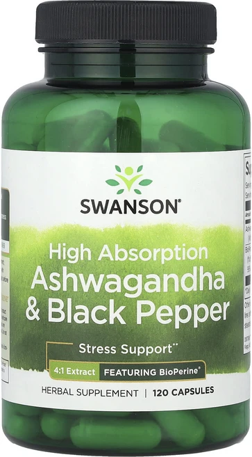 Swanson 고흡수 아슈와간다 및 흑후추 캡슐 120정, Swanson고흡수아슈와간다및흑후추캡슐120정, 1개 - 쿠팡
