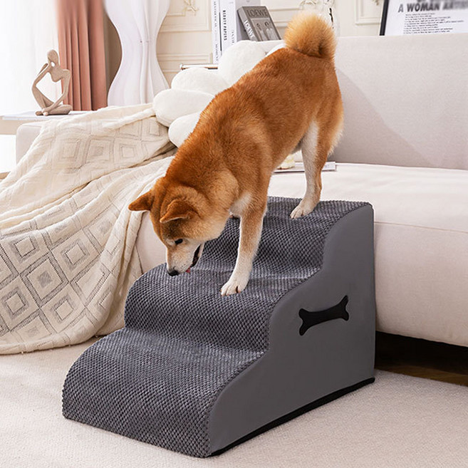 디에스와이 강아지 계단 3단 높은 침대용 애견계단 미끄럼방지 강아지계단 슬개골 보호 소파 침대용 펫스텝, 1개