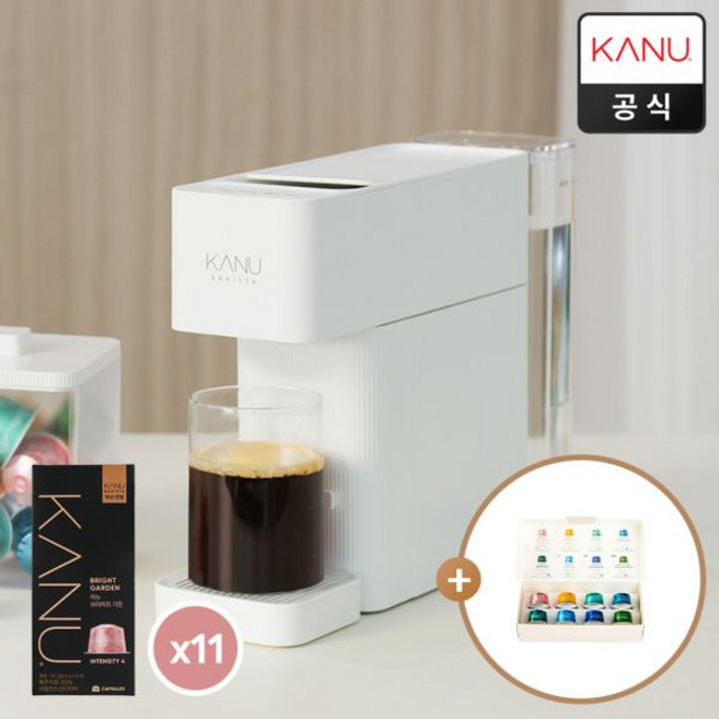 카누 바리스타 캡슐커피머신 브리즈+바리스타 전용캡슐 10개입 11팩 기획구성, 크림 화이트, 머신과 증정품이 별도로 배송됨을 확인했습니다., 크림 화이트