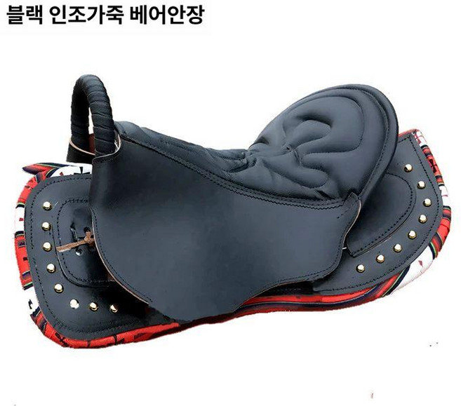 가죽 말안장 세트 승마용 소가죽 안장 전문가용, 1개, 블랙강화가죽액세서리미포함
