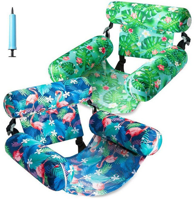 FindUWill Inflatable Pool Floats Adult 2 Pack Pool Float Chair Heavy Duty Floating Lounge Chairs