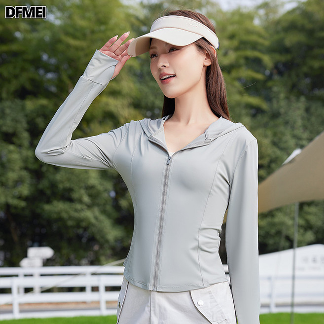 QRU UPF50+瑜伽修身防曬衣服女外套防紫外線夏季冰絲透氣2026新款薄