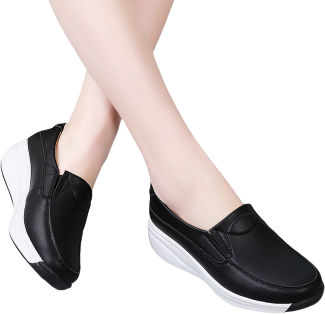 Makone 여성 소가죽 키높이 슬립온 4cm