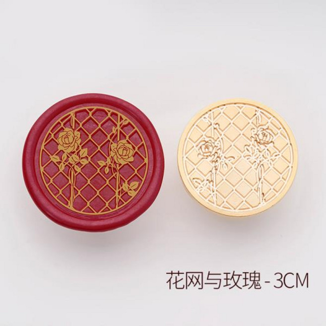 25/30MM 왁스 스탬프 씰링 레트로 플라워 네트 및 로즈 파이어 래커 씰 로즈 시리즈 선물 웨딩 도구 포스트 장식 맞춤 제작인사말 카드 봉투, 4