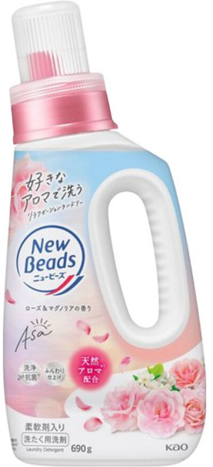 Kao 花王 New Beads 植萃香氛洗衣精 玫瑰 + 木蘭 粉色, 1個, 690g