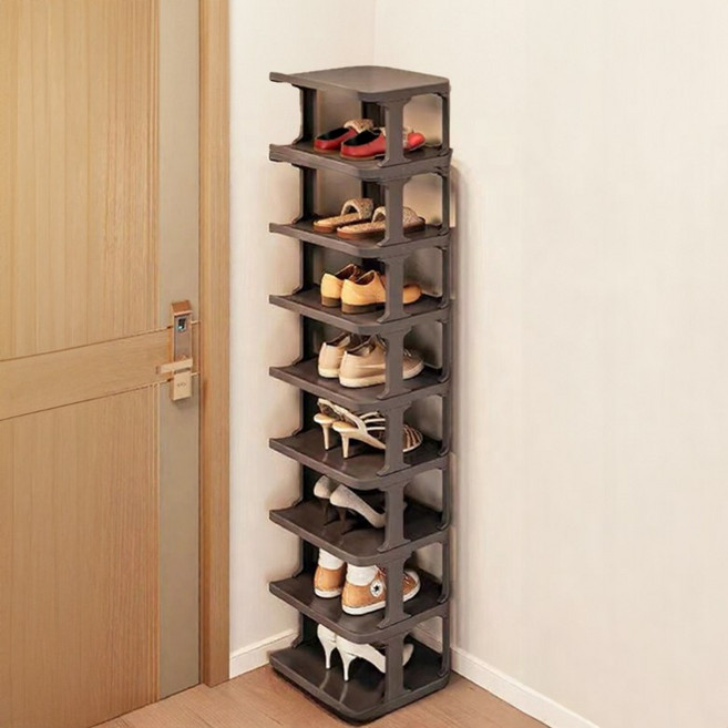 일상포인트 튼튼한 틈새 신발장 신발 정리대, 블랙, 9단