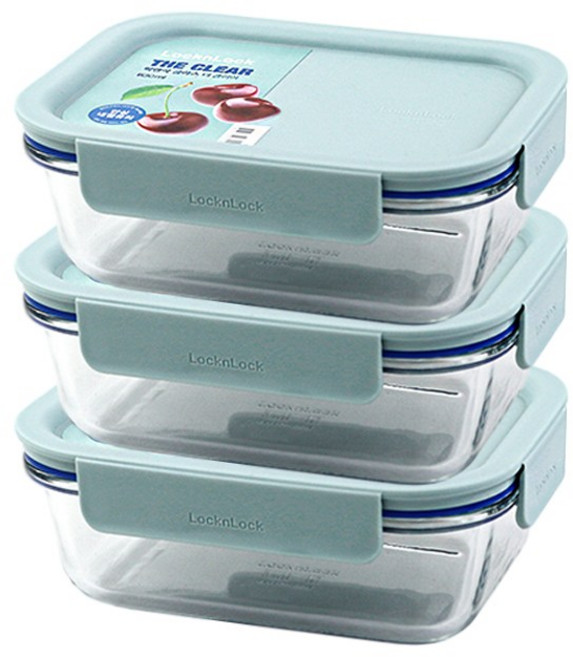 락앤락 더클리어 직사각 밀폐용기 민트, 3개