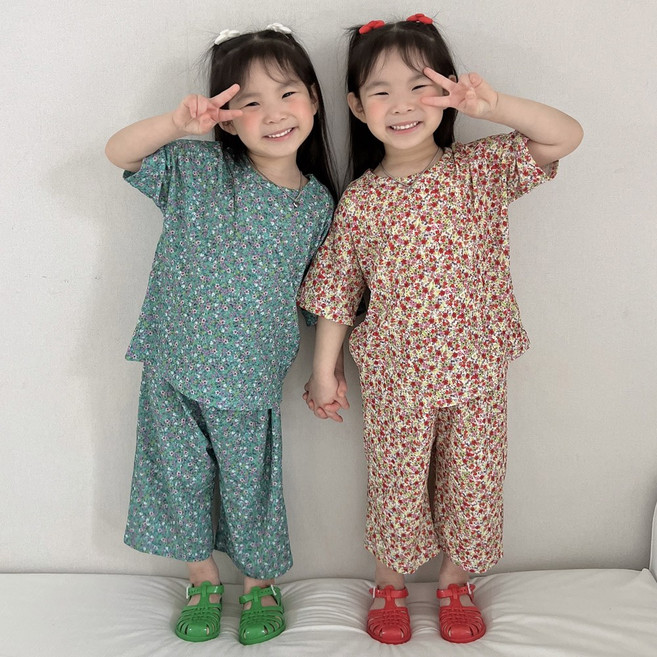 꽃플리츠 7부 상하세트 유아동 상하복 데일리 키즈