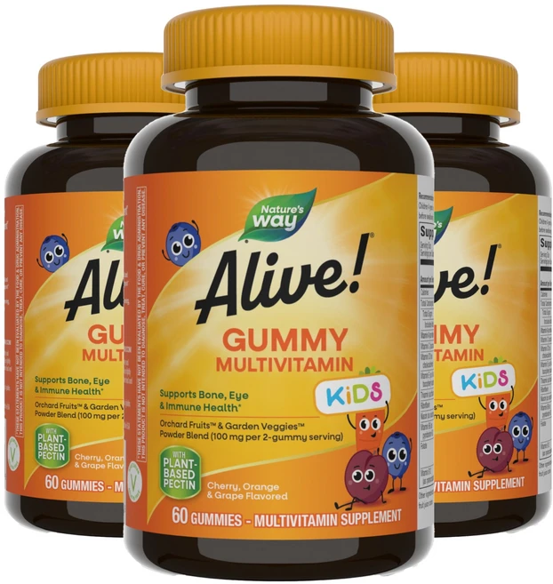 네이쳐스웨이 얼라이브! 키즈 컴플리트 멀티비타민 오차드 프루츠 & 가든 베지 구미, 60정, 3개 - 쿠팡