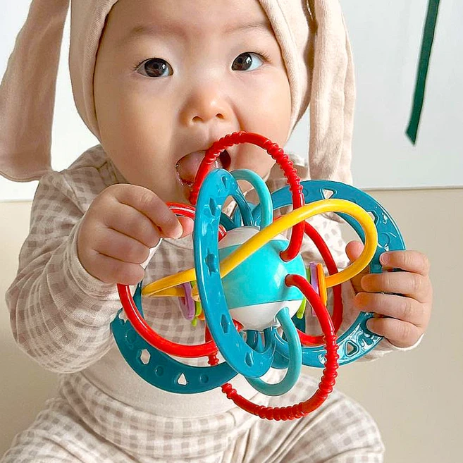말랑베이비 고리 장난감 손감각 발달 치발기, 말랑볼 치발기 [1개], 1개, 말랑볼, 단품 - 쿠팡