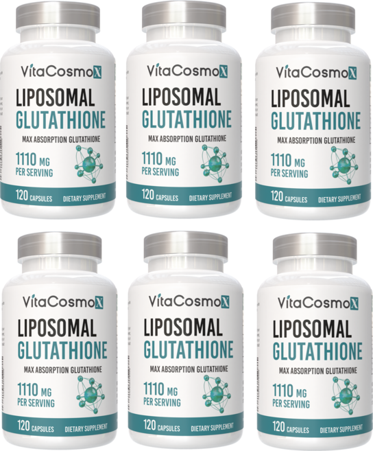VitaCosmoX 리포소말 글루타치온 1100mg 120 베지 캡슐 Glutathione 1100 mg Veg Capsules, 6개, 120정
