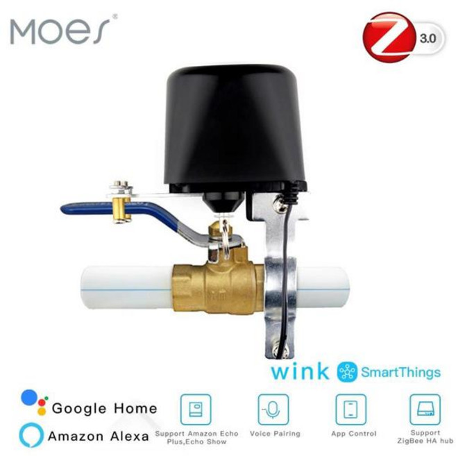 ZigBee 3.0 스마트 가스 워터 밸브 컨트롤러 SmartThings 앱 원격 제어 에코 플러스 음성 제어 Alexa Google 홈과 함께 작동, EU Plug China